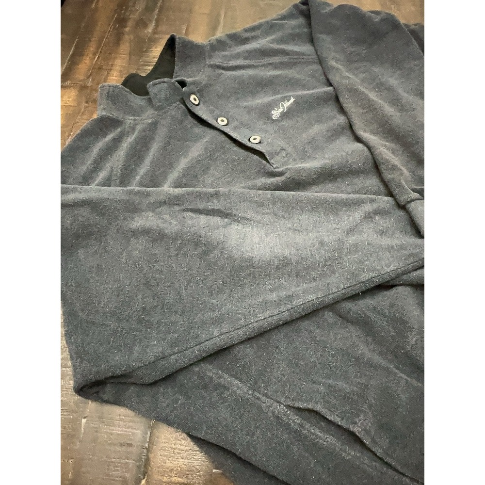 Straight Down Sweatshirt Mens 2XL Gray Fleece Henley Sea Island Logo Made USA